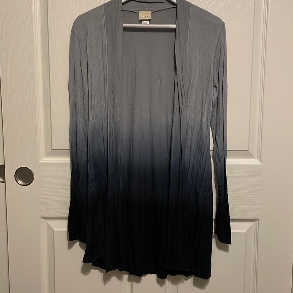 Daytrip, small, lightweight long sleeve duster/cardigan, ombré, grey to black